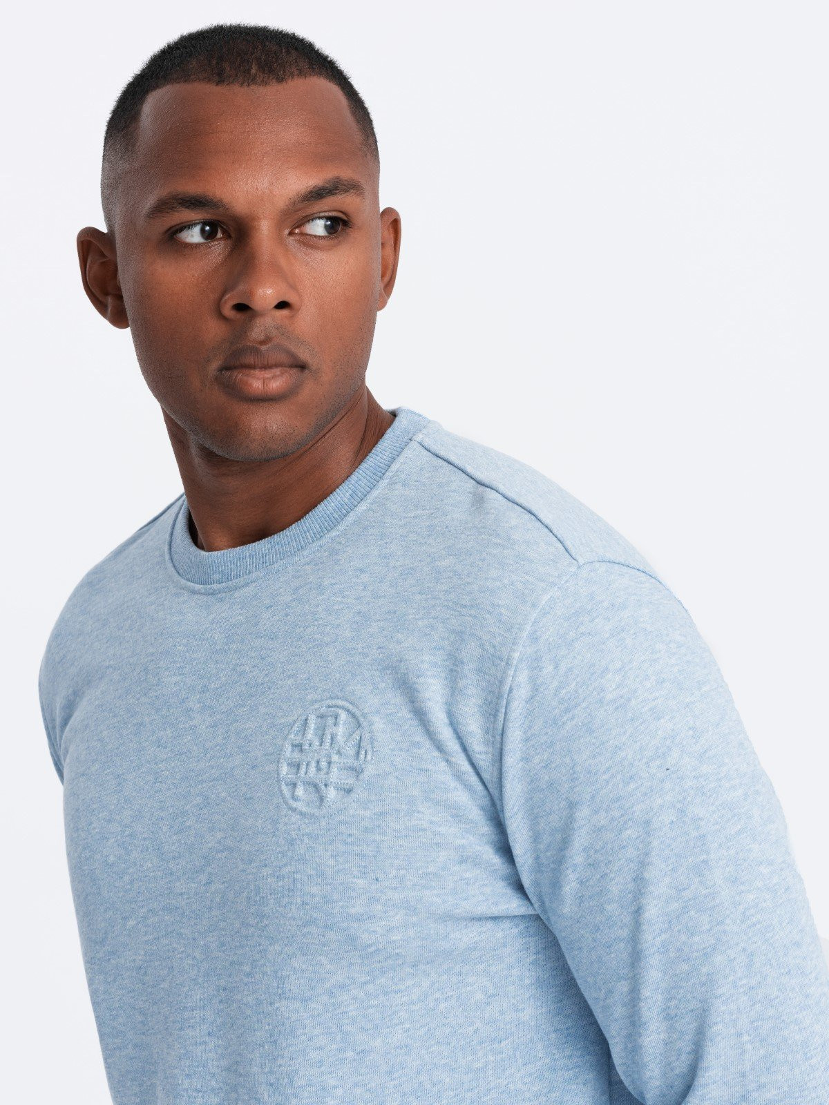 Ombre Men's mélange sweatshirt with embroidered logo - blue