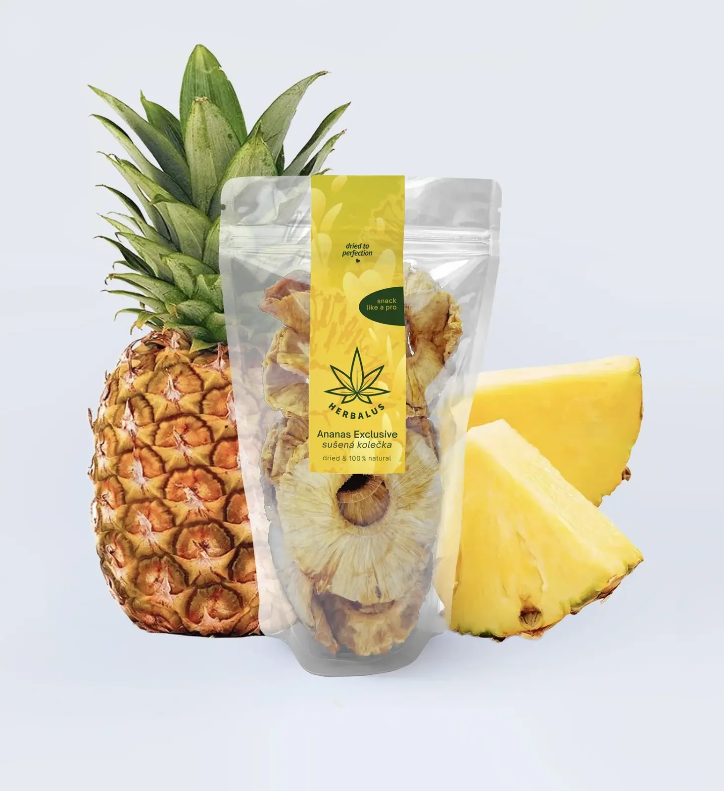 Herbalus Herbalus Organic - ANANAS EXCLUSIVE - sušené kolečka, nesířené a bez přidaného cukru [ 200 g ]