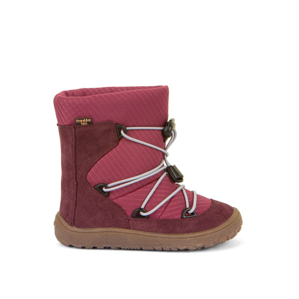 FRODDO TEX TRACK WOOL Bordeaux | Dětské zimní zateplené barefoot boty - 25