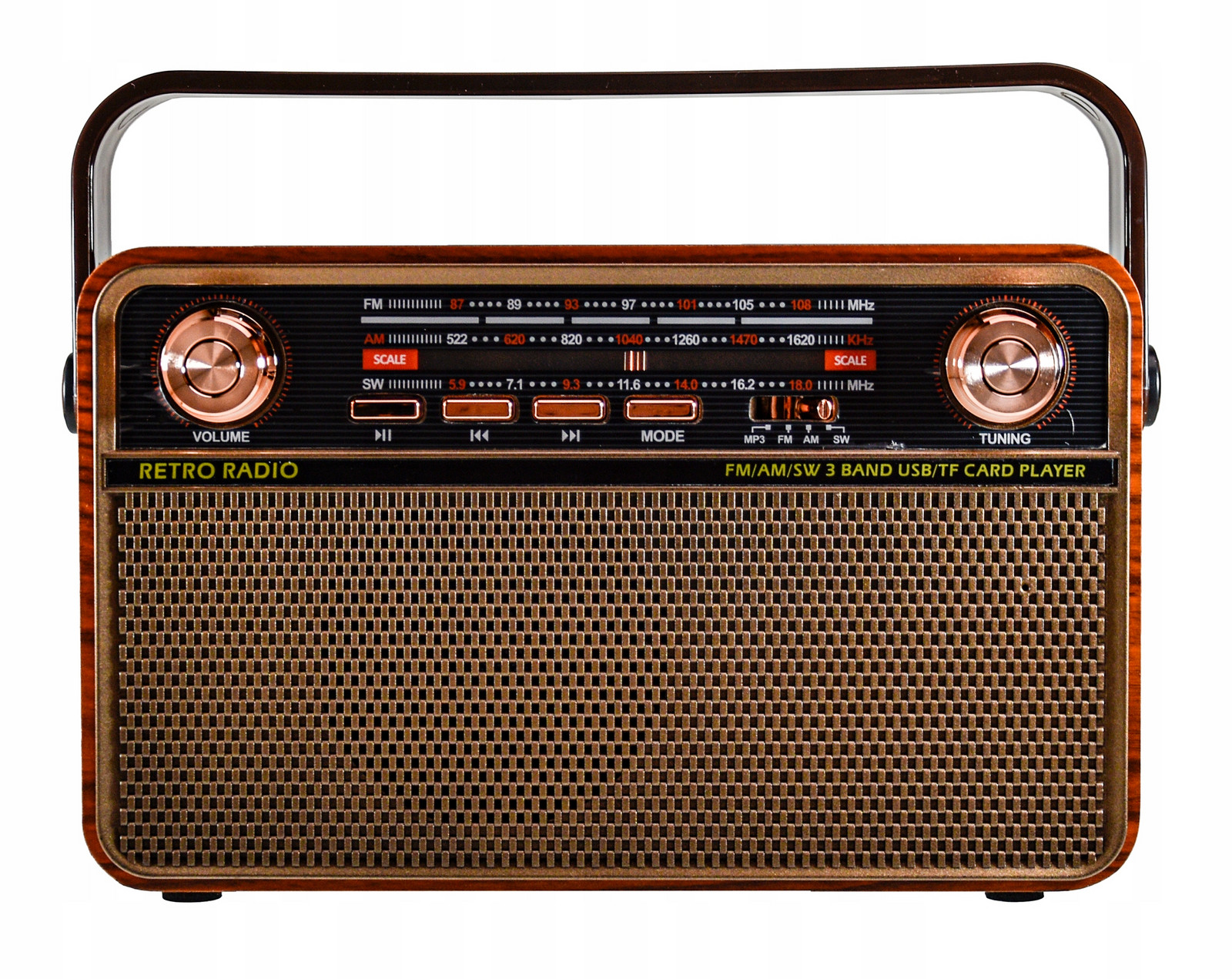 Retro Rádio Usb Bluetooth Sd Karty Am Fm Aux Reproduktor Akumulátor Kabel 220V