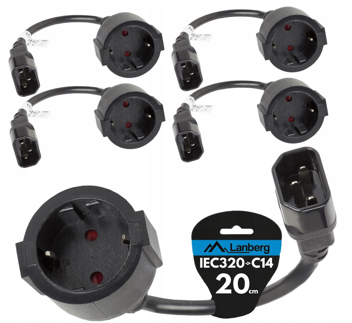 4X Kabel Napájecí Adaptér IEC320 C14 Schuko Zásuvka