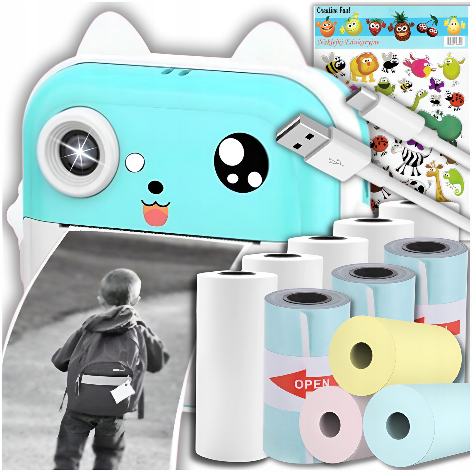 Dětský Instantní Fotoaparát Tisk Mini Tiskárna 11 Rolí Samolepky