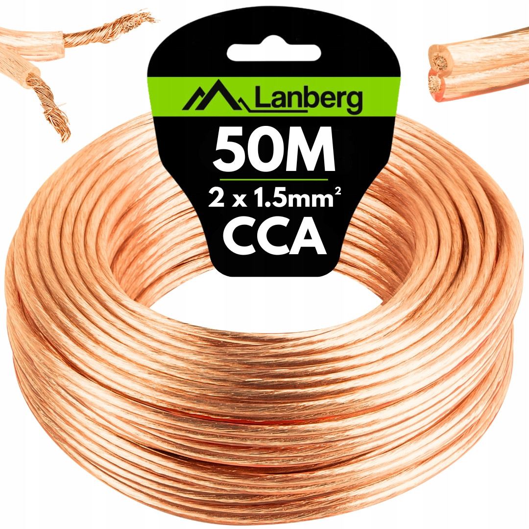 Kabel Reproduktorový Dvoužilový Audio Hq Ofc Cca 2x1,5MM 50M Lanberg