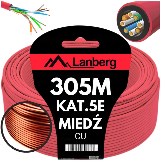 Kabel Síťový Lan Šroubovák Měď RJ45 Utp KAT.5E CAT.5E 305M Lanber