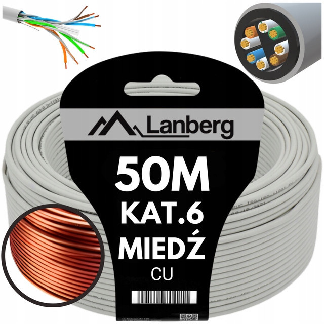 Kabel Síťový Lan Šroubovák Měď RJ45 Utp KAT.6 CAT.6 50M Lanberg