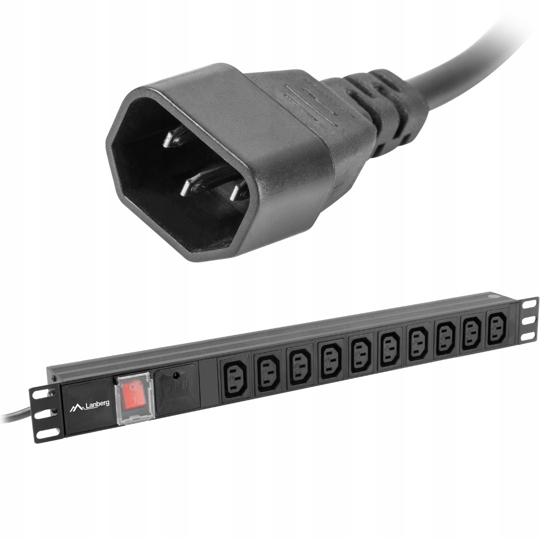 Zásuvková Lišta Rack Pdu Skříně 1U 19“ Palců 230V 10A 2M 10X C13 Lanberg