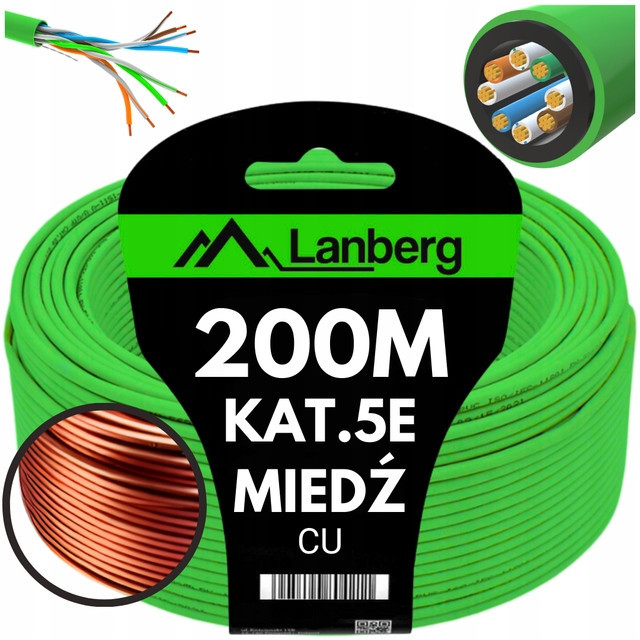 Kabel Síťový Lan Šroubovák Měď RJ45 Utp KAT.5E CAT.5E 200M Lanber