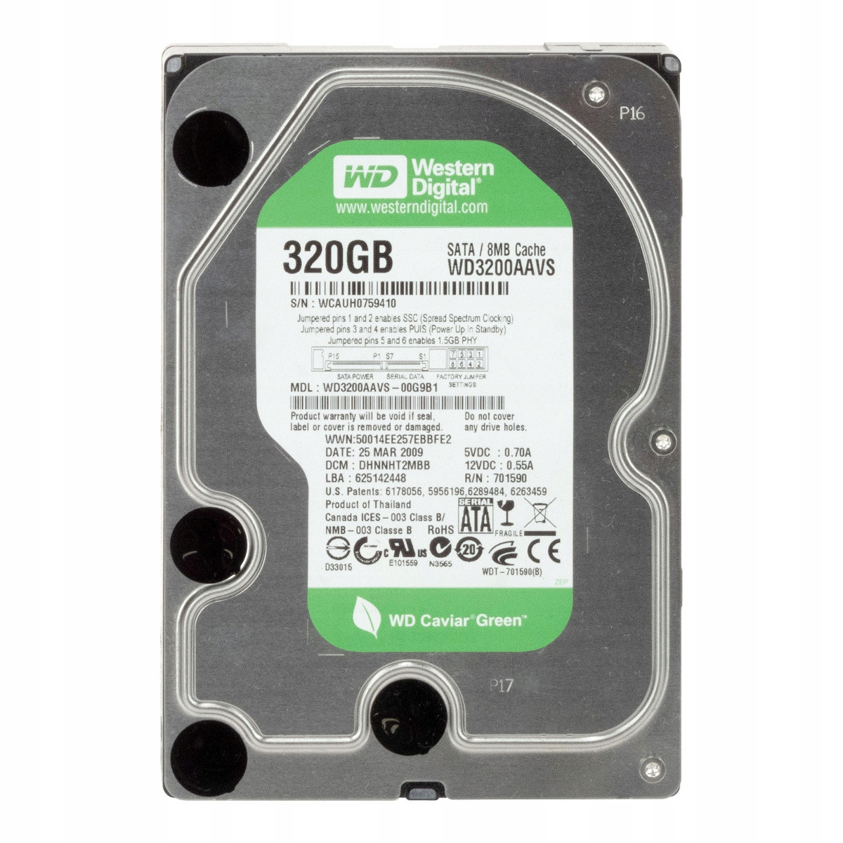 Wd Green 320GB 7,2K 8MB Sata II 3,5'' WD3200AAVS