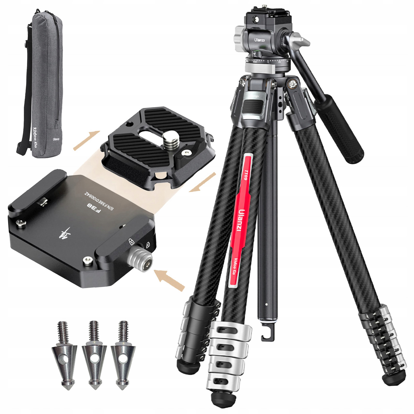 Karbonový stativ Ulanzi TT09 F38 Fotografická panoramatická hlava Video