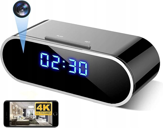 Budík Se Skrytou Špionážní Kamerou Na Wifi Full Hd Led Hodiny