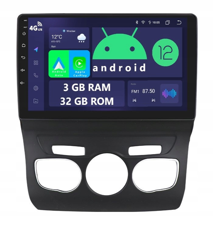 Rádio 2DIN Navigace Android Citroen C4 II 2 Dsp 3/32 Gb Carplay Lte