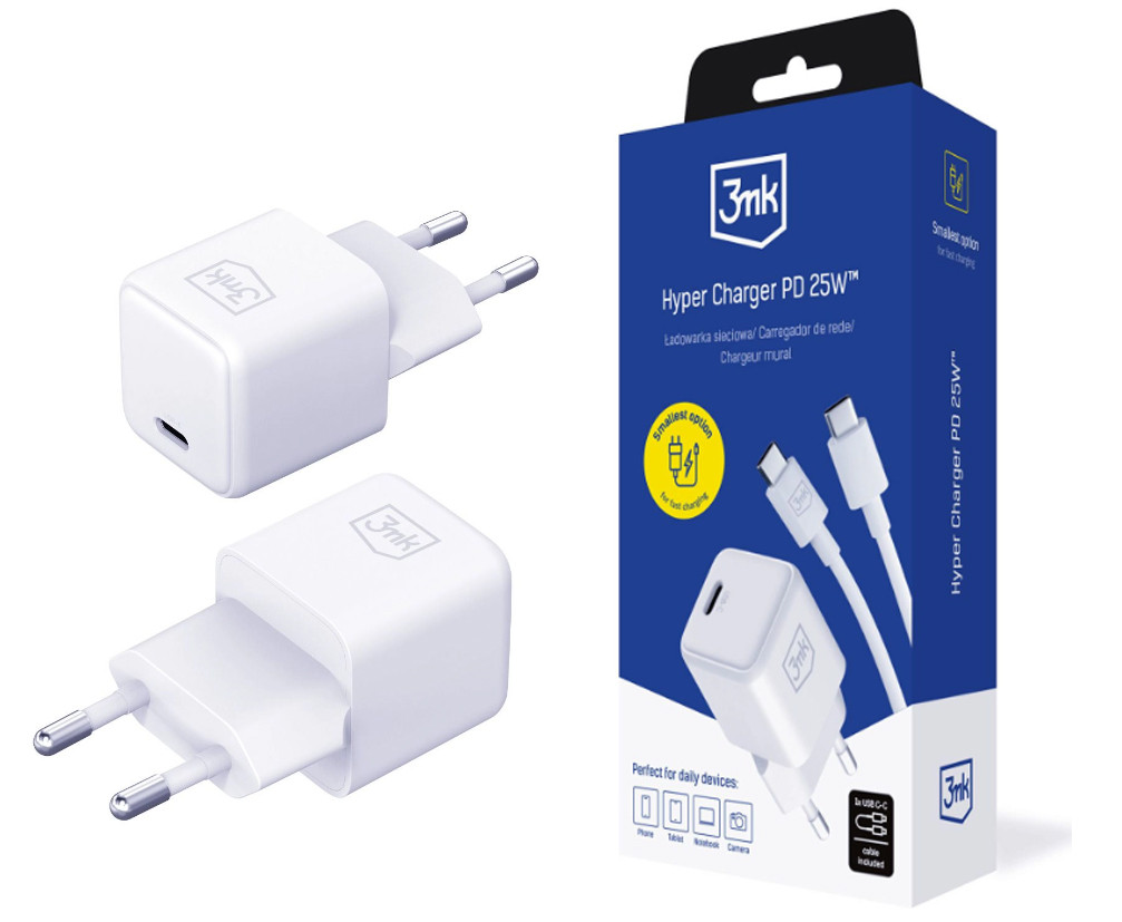 3MK Malá univerzální nabíječka Hyper GaN Charger Pd 25W Usb-c-c kabel