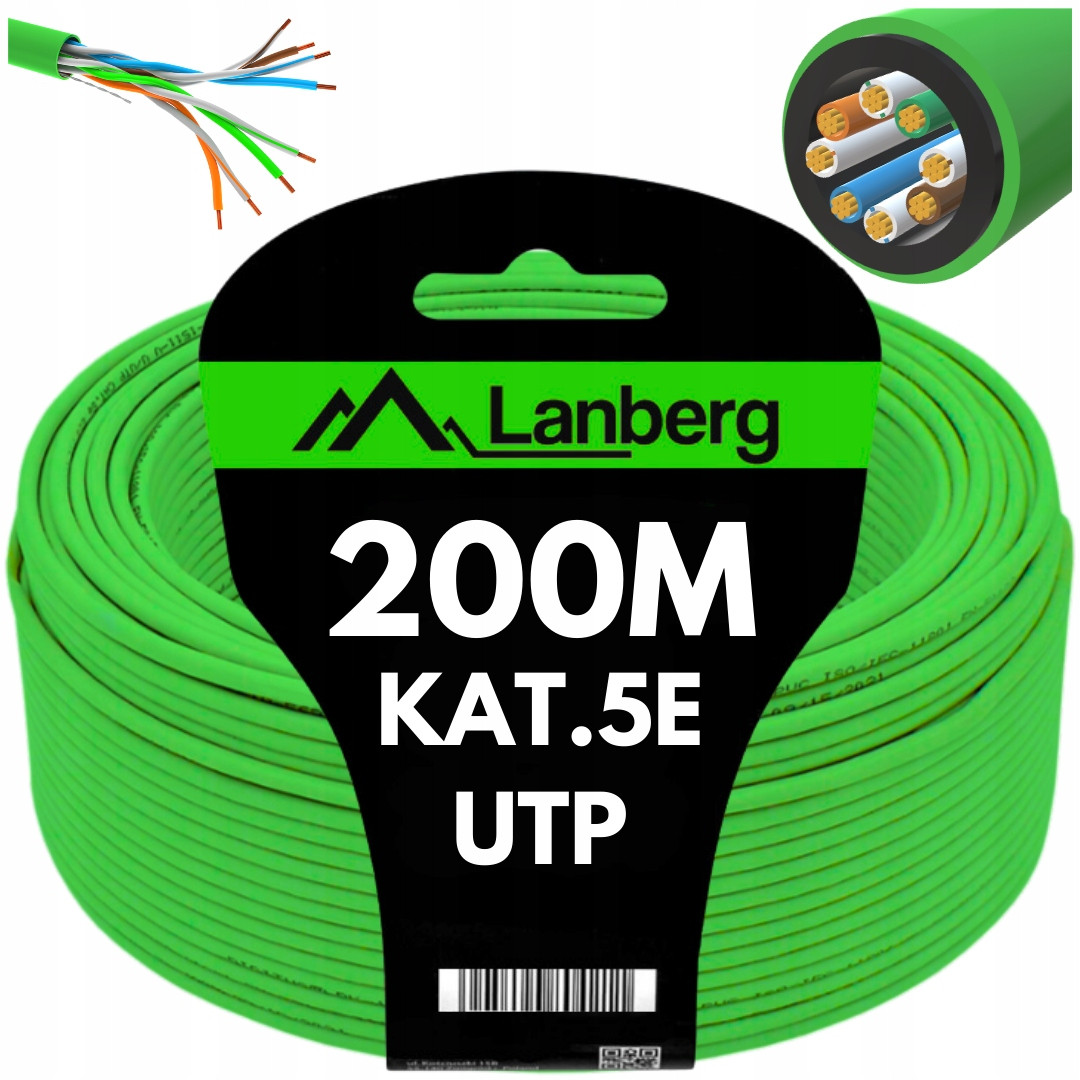 Kabel Síťový Lan Šroubovák RJ45 Utp KAT.5E CAT.5E 200M Lanberg