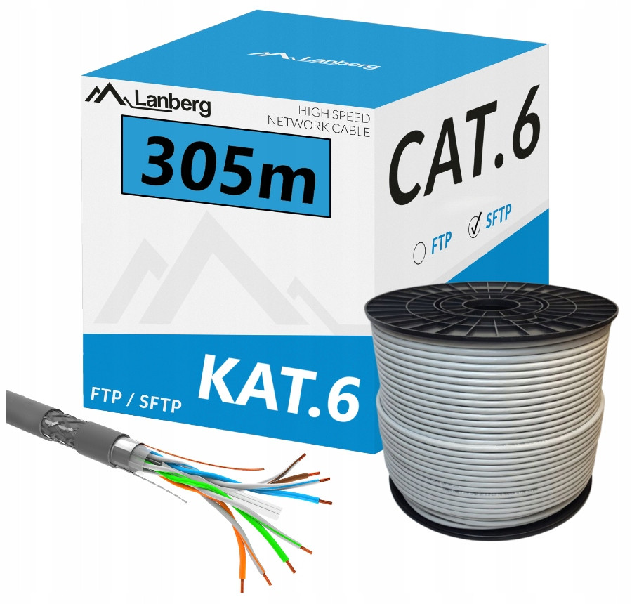 Kabel Lan Síťový Lan Šroubovák RJ45 Sf/utp KAT.6 CAT.6 305M Lanberg