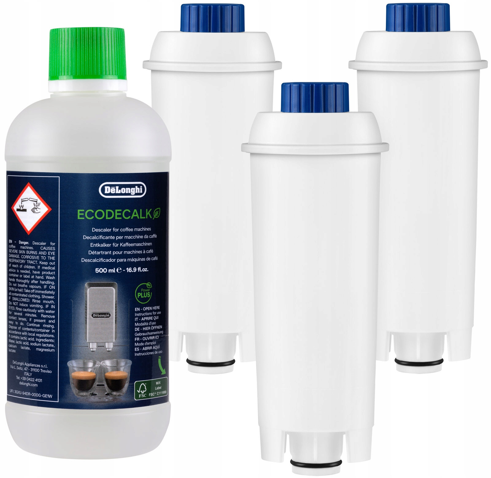 3x Filtr do kávovaru Delonghi Odvápňovač Delonghi 500 ml