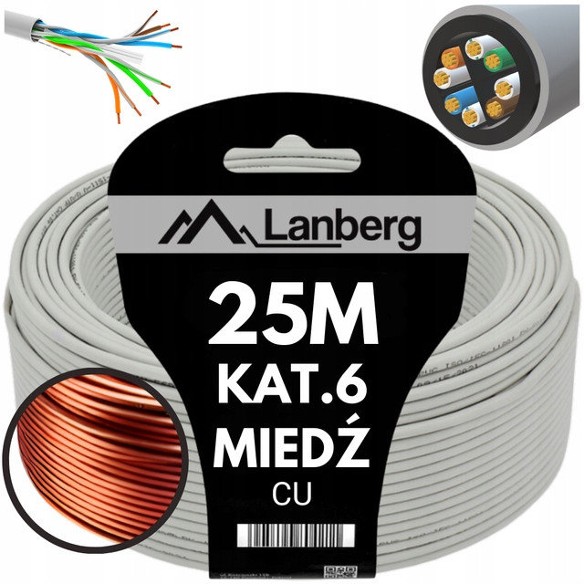 Kabel Síťový Lan Šroubovák Měď RJ45 Utp KAT.6 CAT.6 25M Lanberg