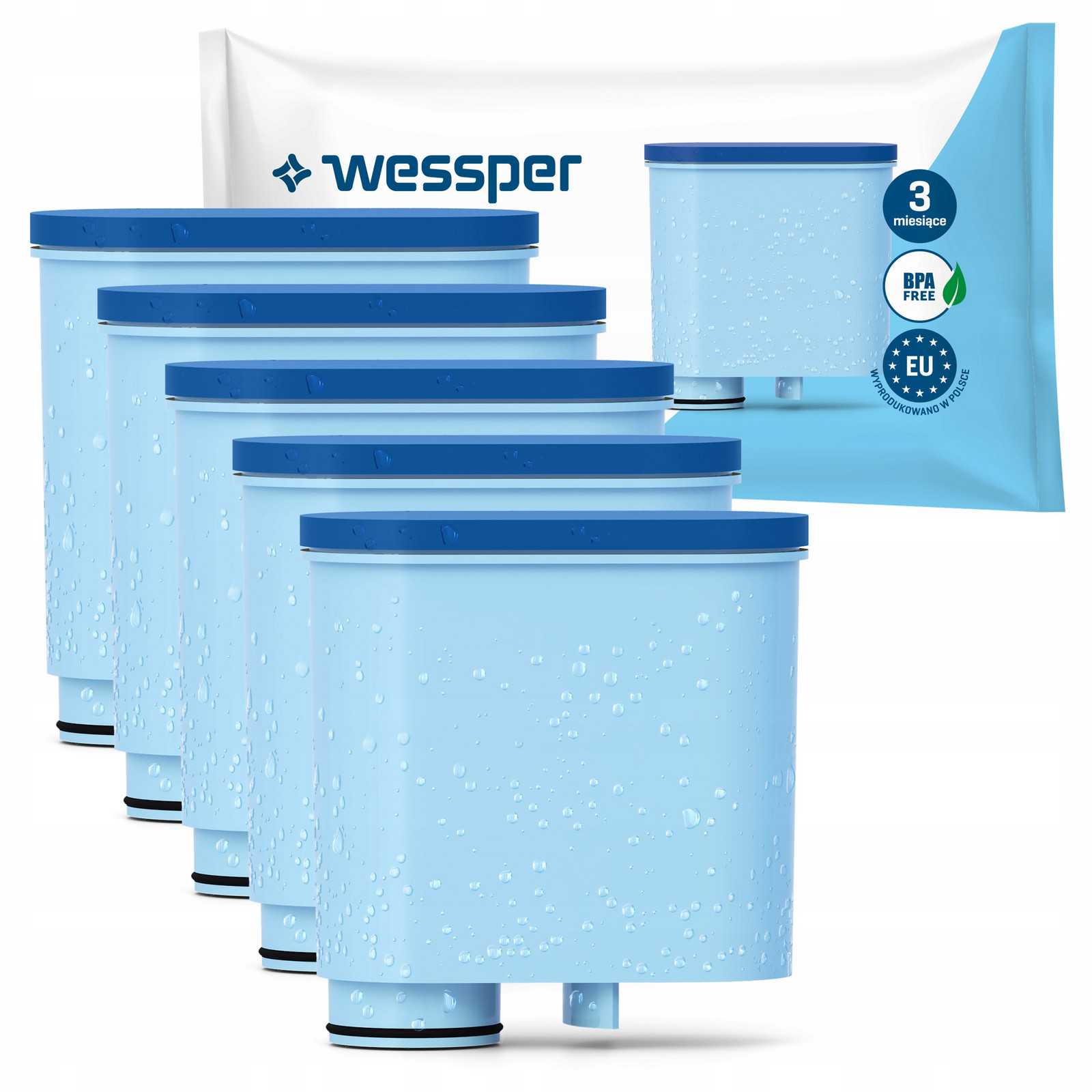 5x Vodní filtr Wessper AquaClear pro kávovar Philips Saeco systém AquaClean