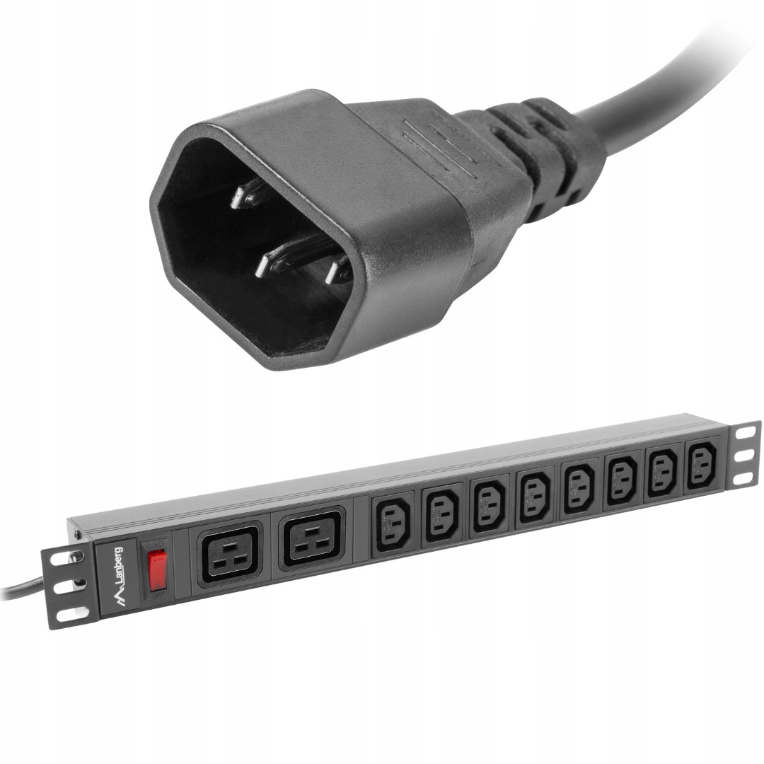 Zásuvková Lišta Rack Pdu Skříně 1U 19“ Palců 230V 16A 2M 10X C20 Lanberg