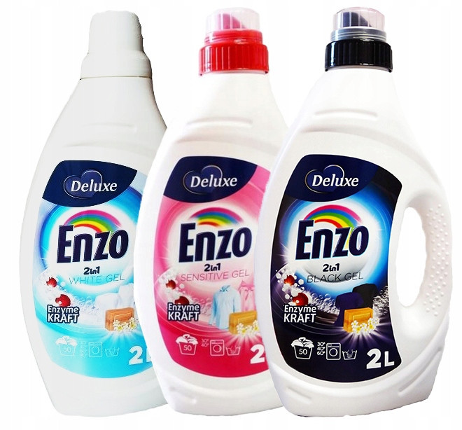 Enzo 2v1 prací Gel Sensitive, Černá, Bílá 3 x 2l MIX