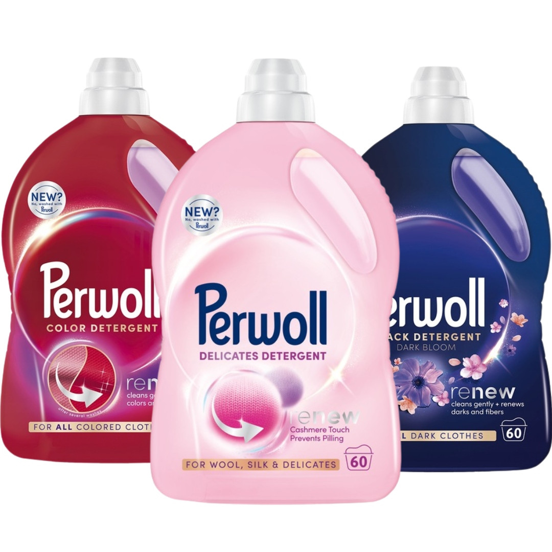 Perwoll Renew Dark Bloom Wool Color Tekutý prací prostředek Mix 3x3l 180 praní