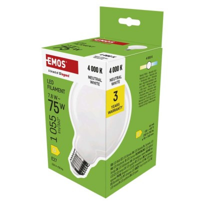 EMOS LED žárovka Filament G95 / E27 / 7,8 W (75 W) / 1055 lm
