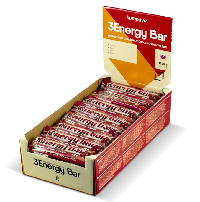 KOMPAVA 3Energy bar 32ks- višeň-tmavá poleva 10 x 25 ml