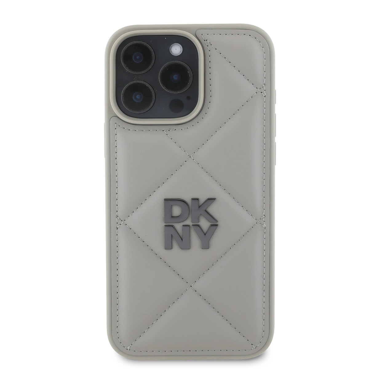 Zadní kryt DKNY PU Leather Quilted Stack Logo pro Apple iPhone 16 Pro Max, šedá