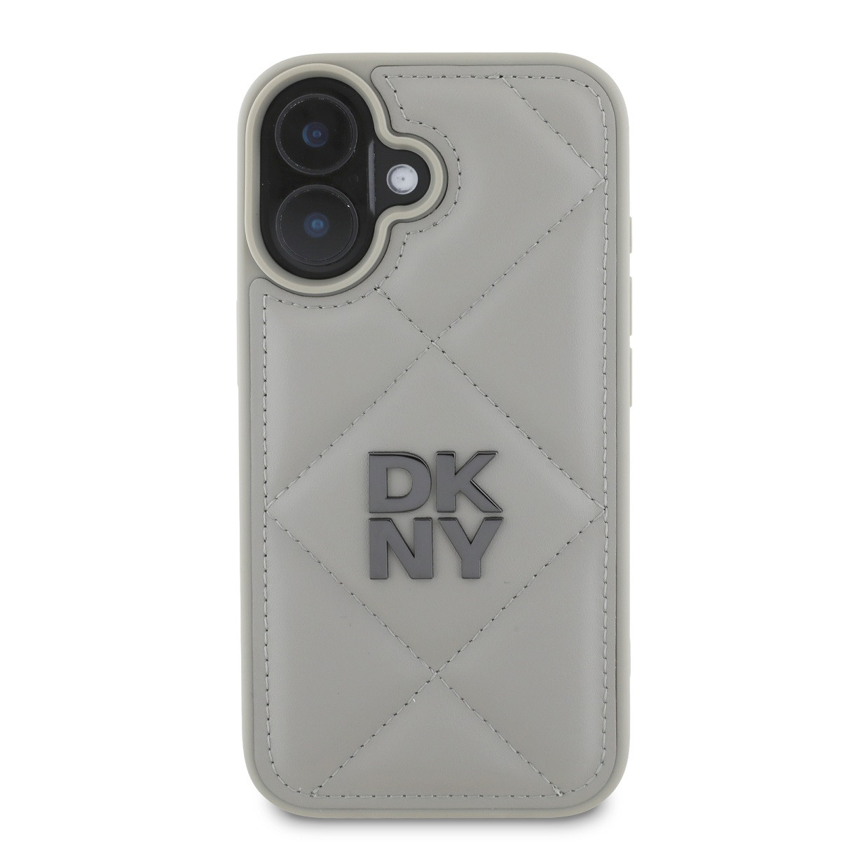 Zadní kryt DKNY PU Leather Quilted Stack Logo pro Apple iPhone 16, šedá