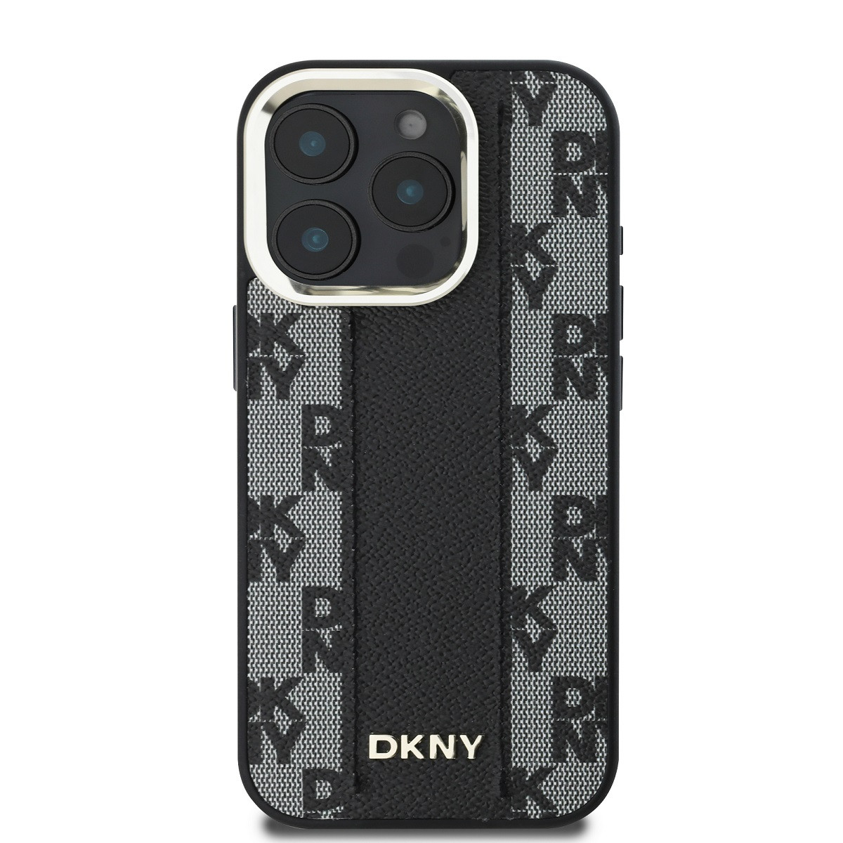 Zadní kryt DKNY PU Leather Checkered Pattern Magsafe pro Apple iPhone 16 Pro Max, černá