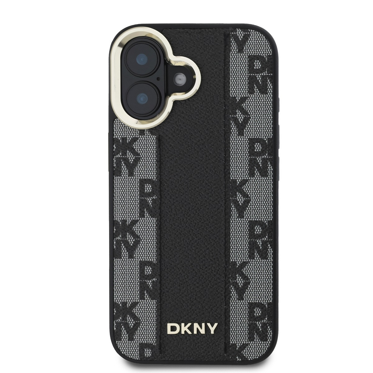 Zadní kryt DKNY PU Leather Checkered Pattern Magsafe pro Apple iPhone 16, černá