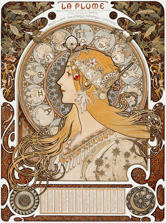 Alfons Mucha Obrazová reprodukce Poster for the magazine “La plume”, Alfons Mucha, 30 × 40 cm