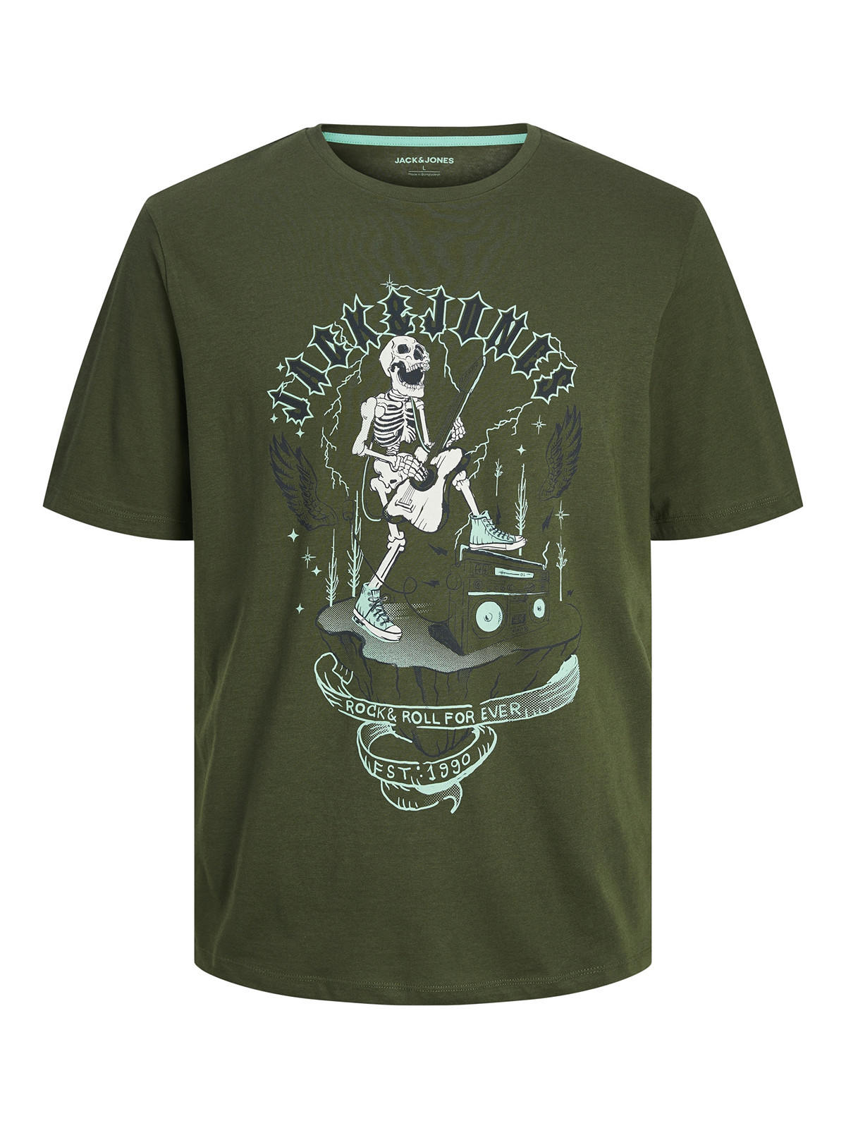 Jack&Jones Pánské triko JJSKULL Standard Fit 12256782 Kombu Green L