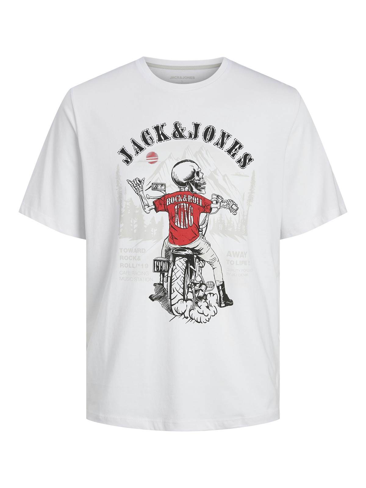 Jack&Jones Pánské triko JJSKULL Standard Fit 12256782 White XL