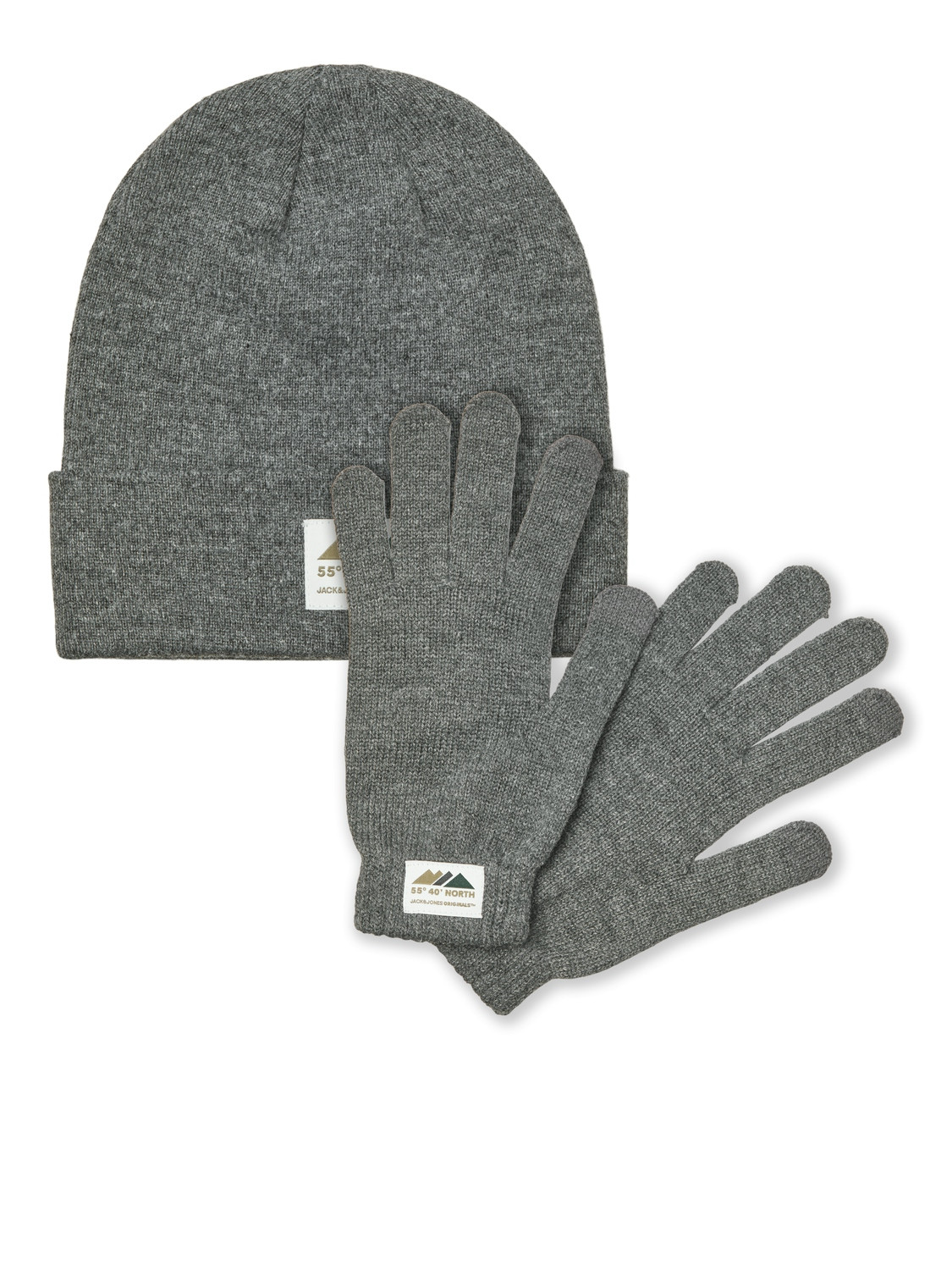 Jack&Jones Pánská sada - čepice a rukavice JACHILL 12264107 Dark Grey Melange