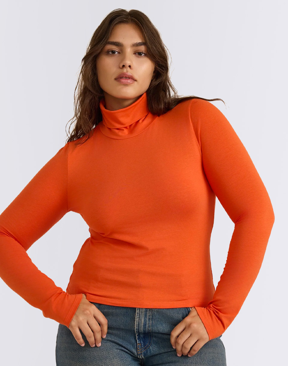 Organic Basics Everyday Turtleneck Tangerine XS