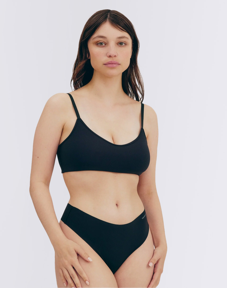 Organic Basics Naked Rib Thong Black XS