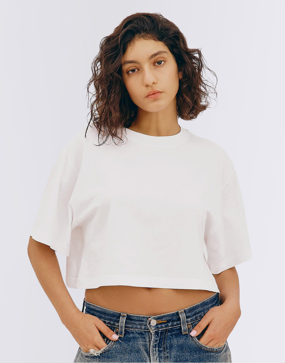 Organic Basics True Boxy Crop Tee White XS