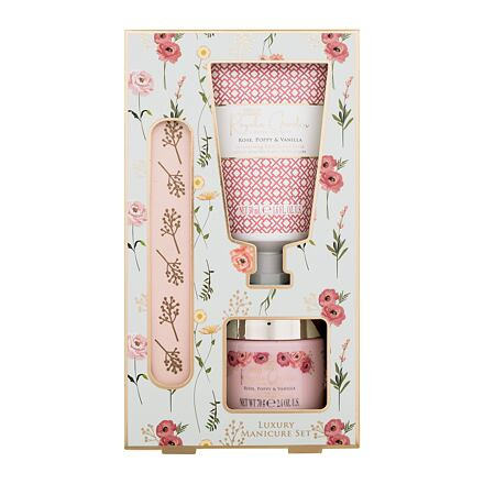 Baylis & Harding Royale Garden Luxury Manicure Set : krém na ruce Royale Garden Rose, Poppy & Vanilla 50 ml + minerální sůl Royale Garden Rose, Poppy & Vanilla 70 g + pilník na nehty pro ženy