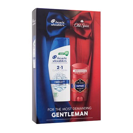 Head & Shoulders Gentleman : šampon Classic Clean 2in1 330 ml + tuhý deodorant Old Spice Captain 50 ml pro muže