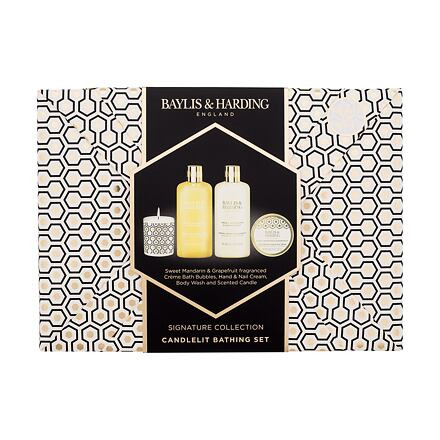 Baylis & Harding Sweet Mandarin & Grapefruit Signature Collection Candlelit Bathing Set : sprchový gel 300 ml + pěna do koupele 300 ml + vonná svíčka 60 g + krém na ruce a nehty 50 ml pro ženy