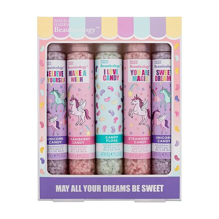 Baylis & Harding Beauticology May All Your Dreams Be Sweet : sůl do koupele Unicorn Candy 2 x 65 g + sůl do koupele Strawberry Candy 2 x 65 g + sůl do koupele Candy Floss 65 g pro děti