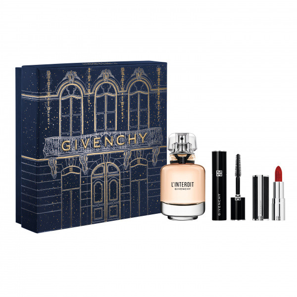 Givenchy L'INTERDIT EDP dárková sada (parfémová voda 50 ml + řasenka L'Interdit Couture + rtěnka Givenchy) dámská