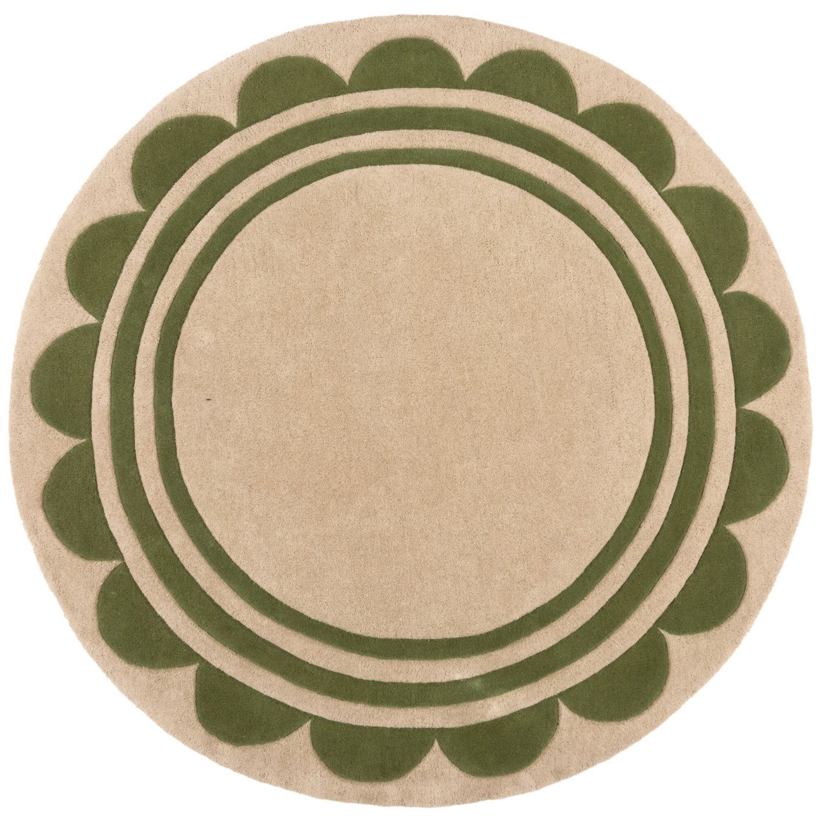 Ručně všívaný kusový koberec Lois Scallop Green kruh - 120x120 (průměr) kruh cm Flair Rugs koberce