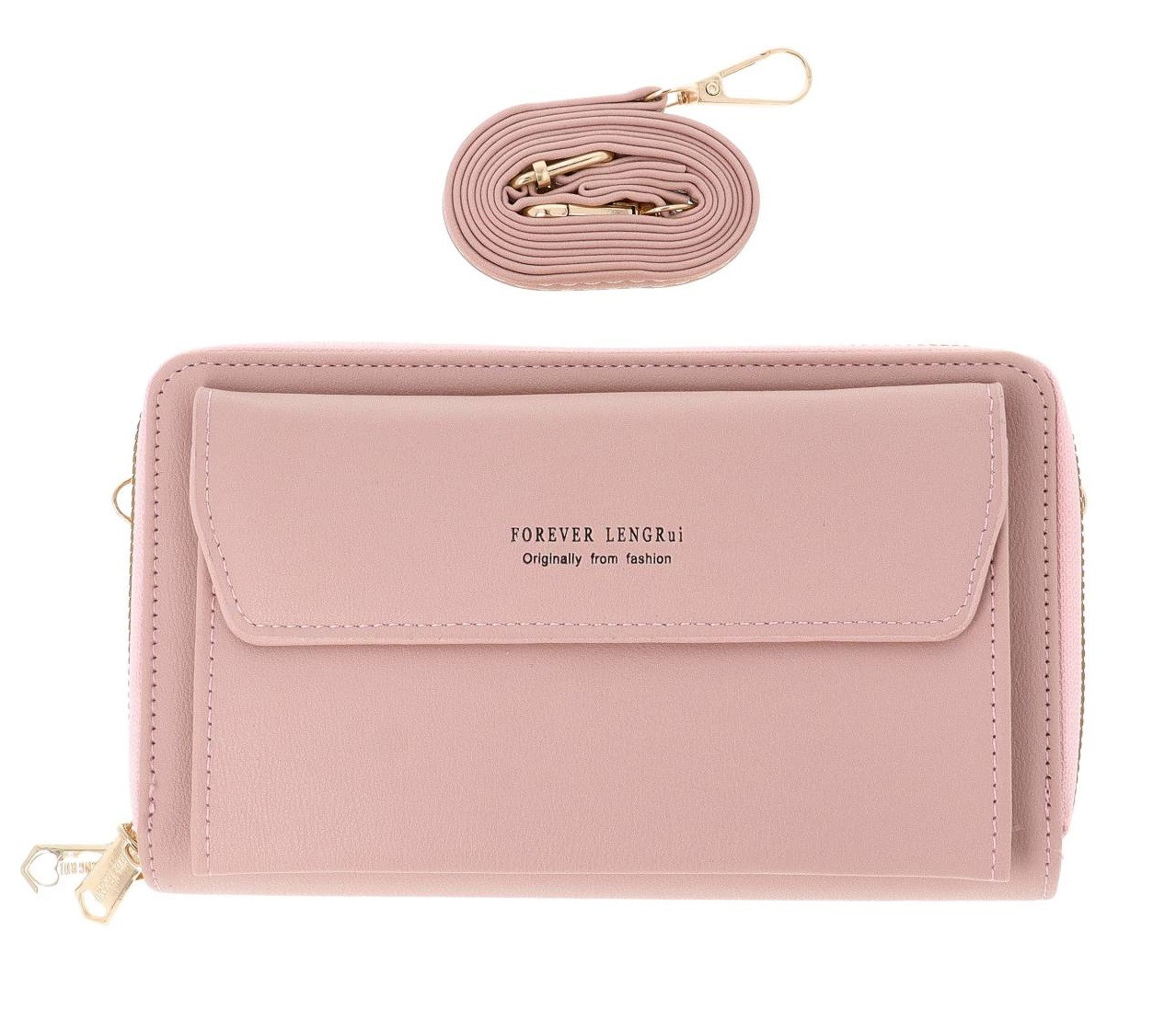 Kabelka TopQ Elegance Touch na mobil s popruhem světle růžová 129978