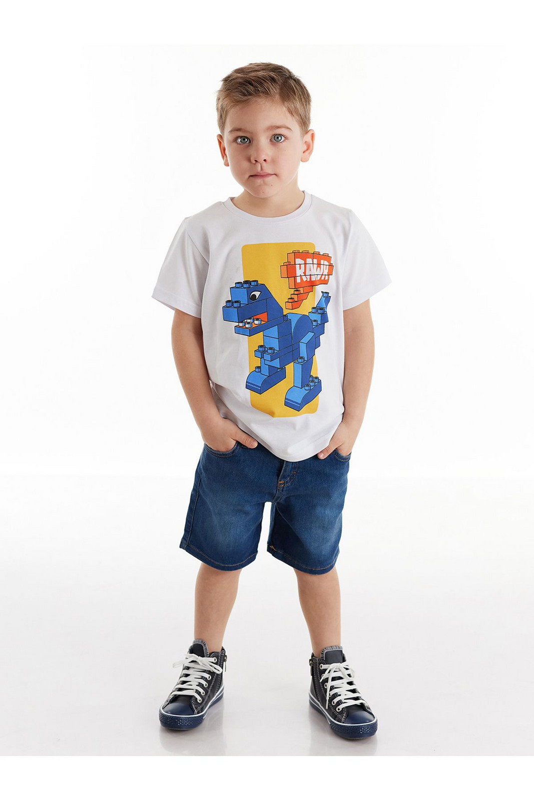 Denokids Brick Boy's T-shirt Denim Shorts Set