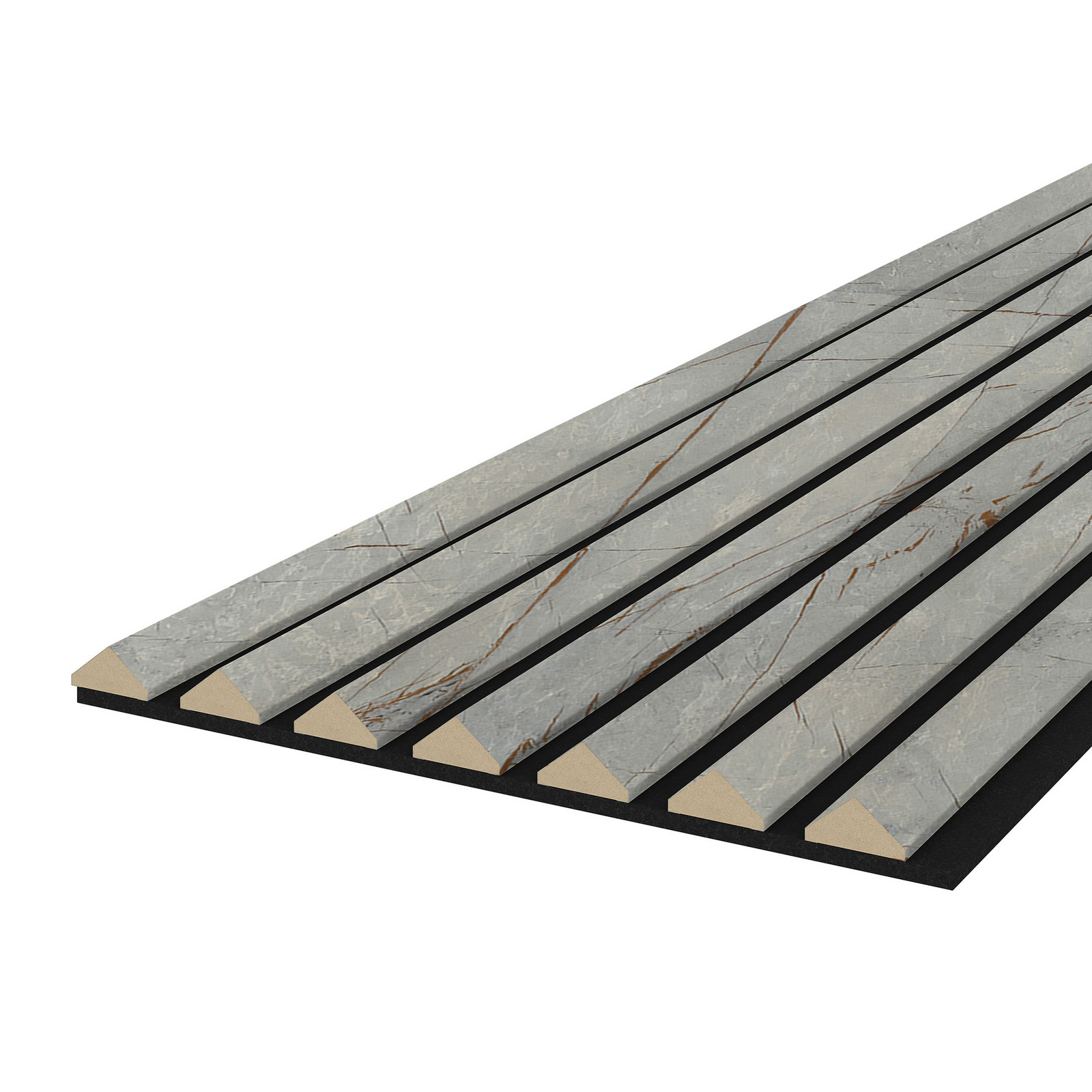 MP Dekorativní nástěnné lamely s filcem ▲ (trojúhelník), Kámen zlatý / černý 260x40x0,7 cm - 7 lamel