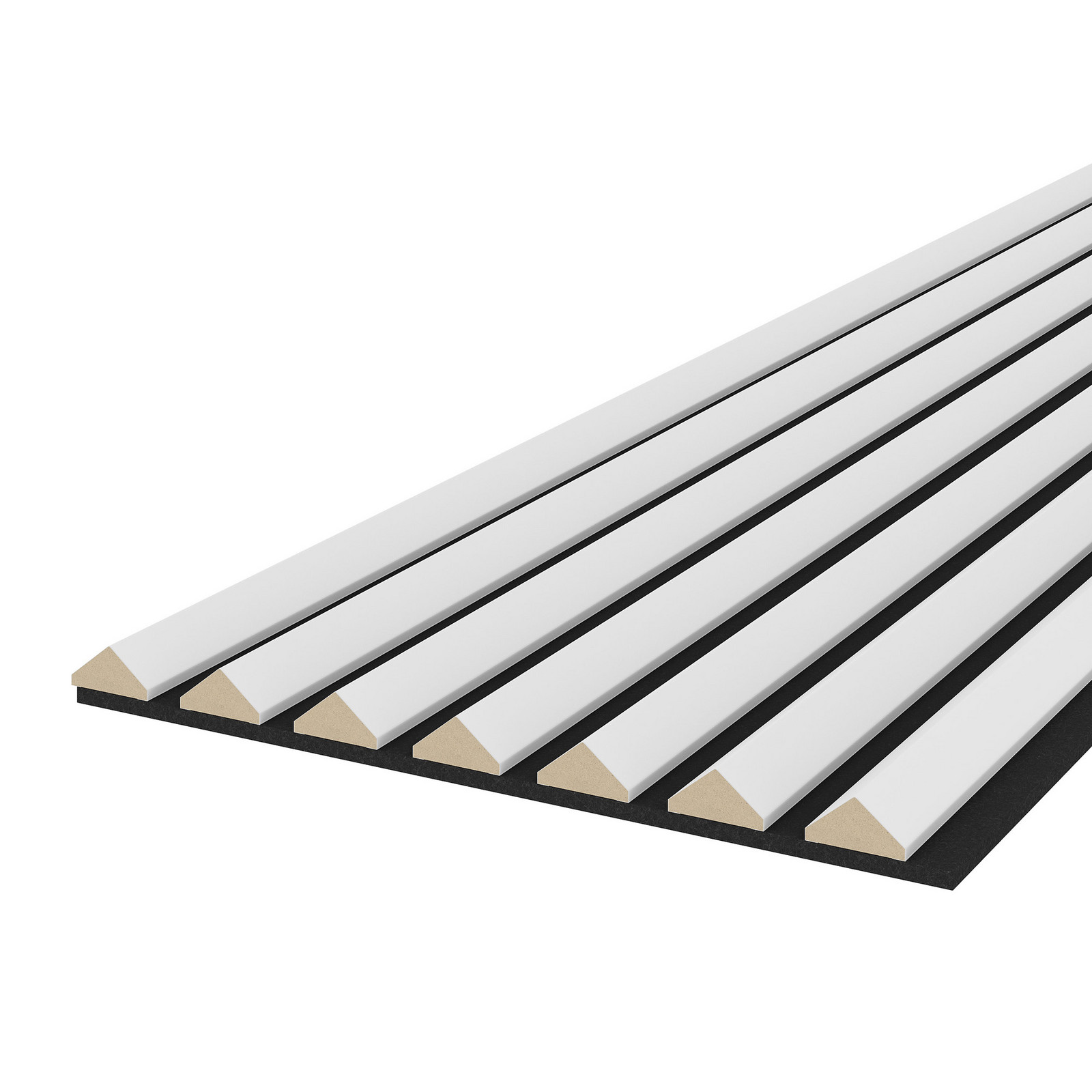 MP Dekorativní nástěnné lamely s filcem ▲ (trojúhelník), Bílá mat / černý 260x40x0,7 cm - 7 lamel