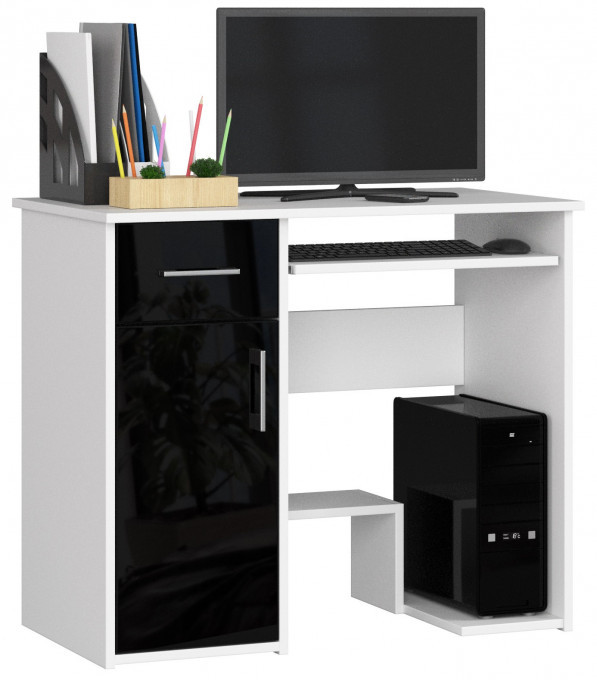 Kancelářský stůl JAY bílý/černý lesk