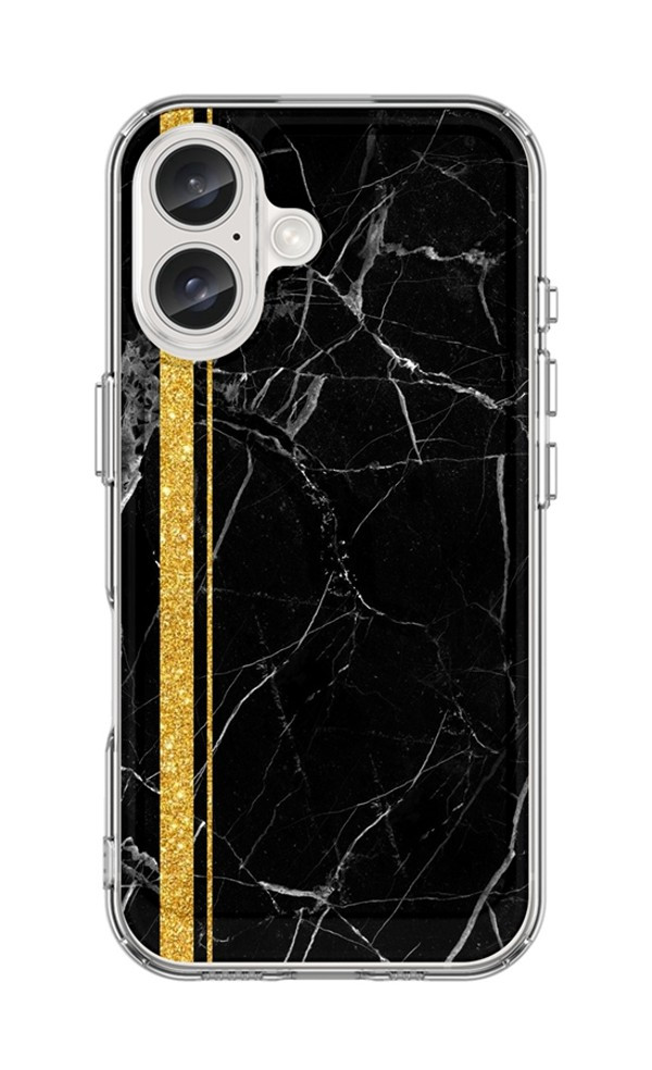 Kryt STYLE TopQ iPhone 16 pevný Mramor černo-zlatý 129708
