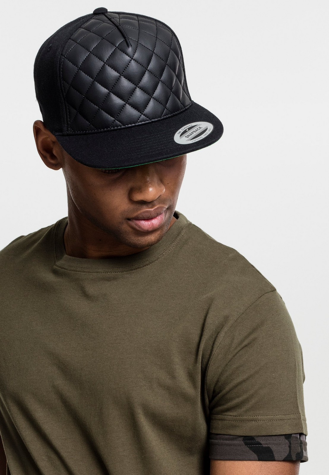 Diamond Quilted Snapback černý